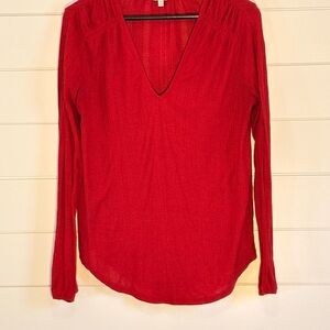 Lucky Brand Vibrant Red V-Neck Blouse
